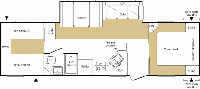 Floorplan for model 299BHS